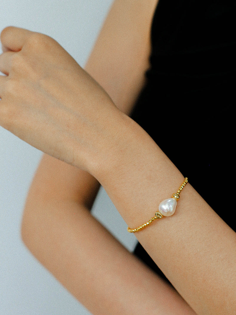 Baroque Pearl Golden Chain Bracelet
