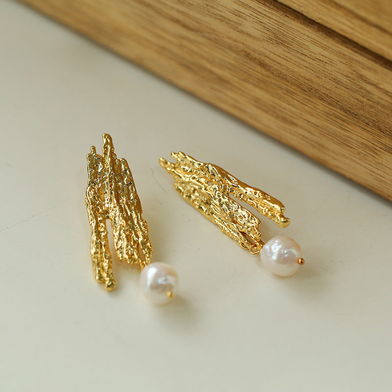 French Textured Freshwater Pearl Earrings