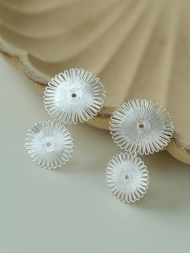 Brushed Hollow Sunflower Drop Earrings