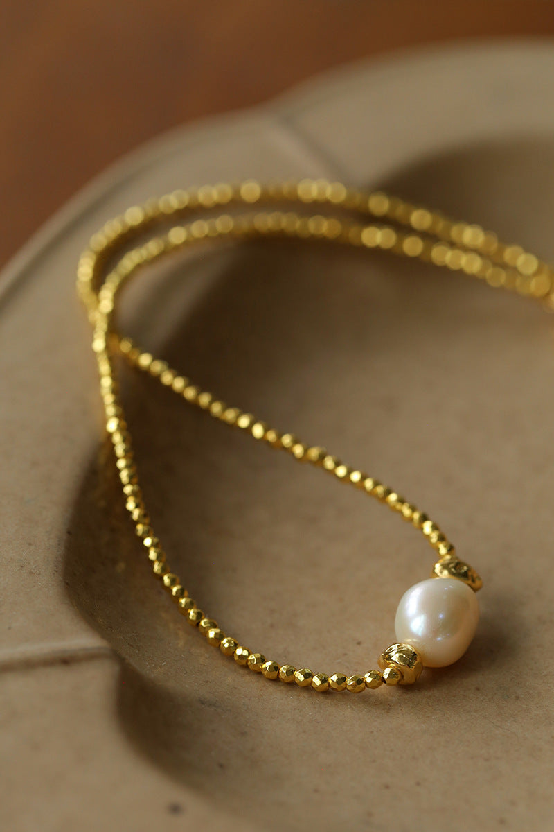 Baroque Pearl Golden Chain Choker Necklace