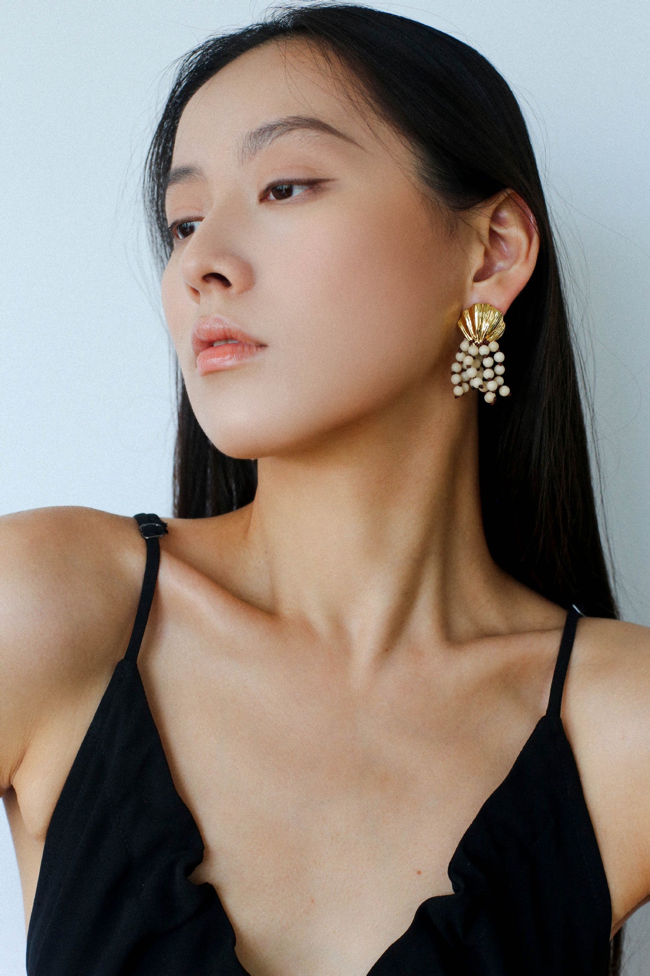 Shell Beaded Tassel Earrings