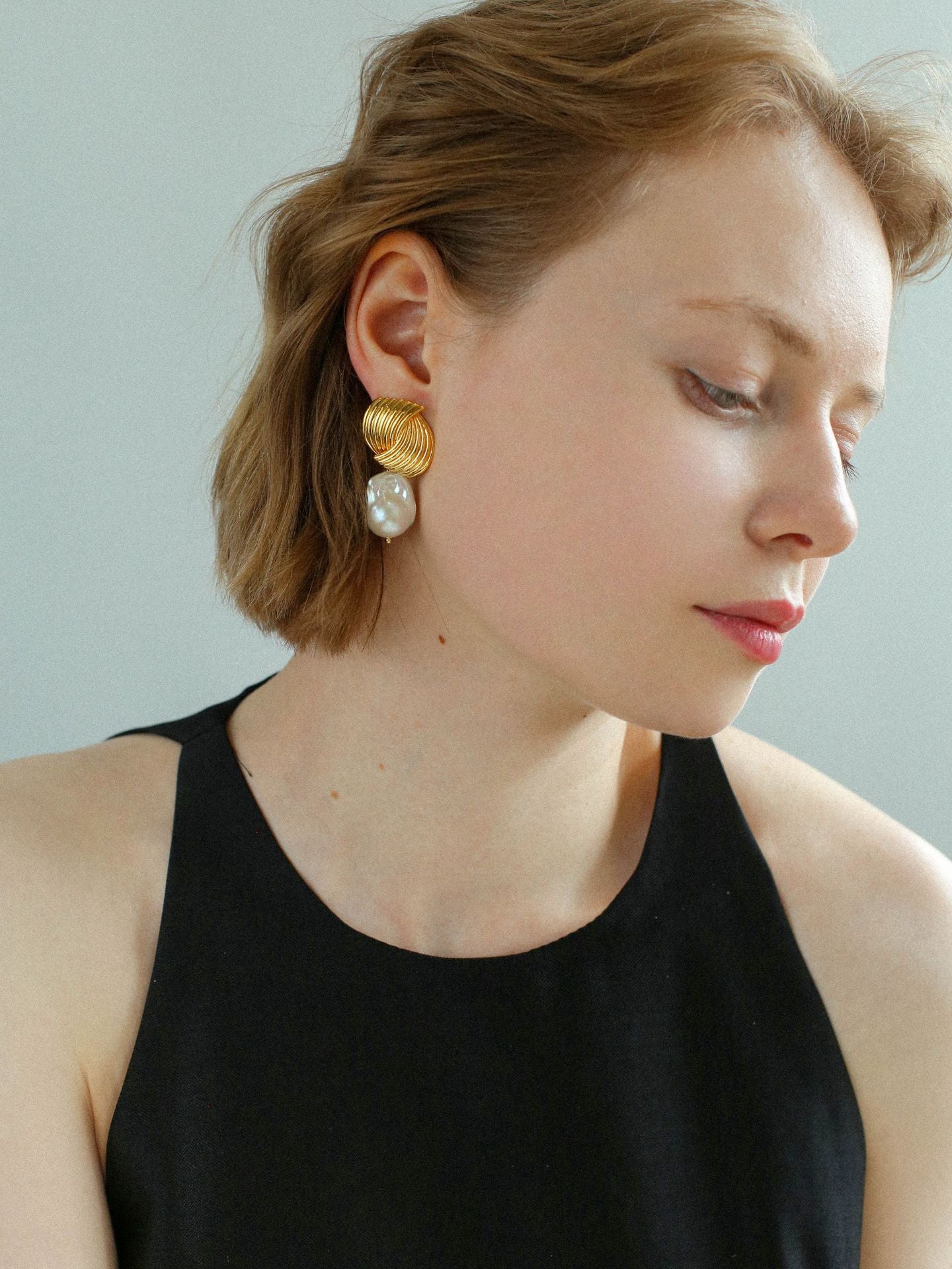Spiral Muse Baroque Pearl Earrings