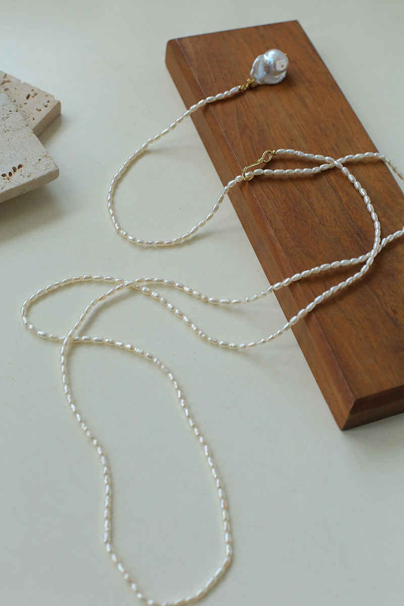 Layered Baroque Pearl Bead Necklace