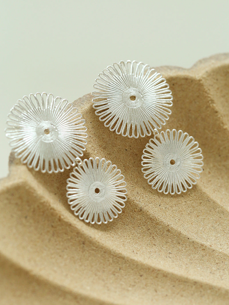 Brushed Hollow Sunflower Drop Earrings