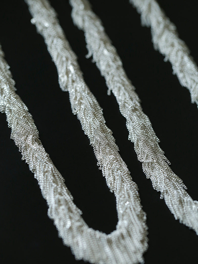 Milky Way 925 Silver Woven Tassel Collar Necklace