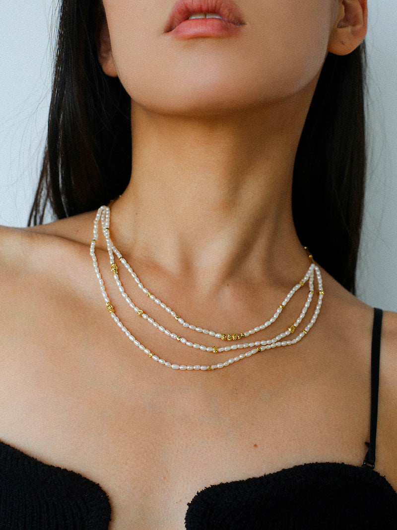 Layered Seeds Baroque Pearl Choker Necklace
