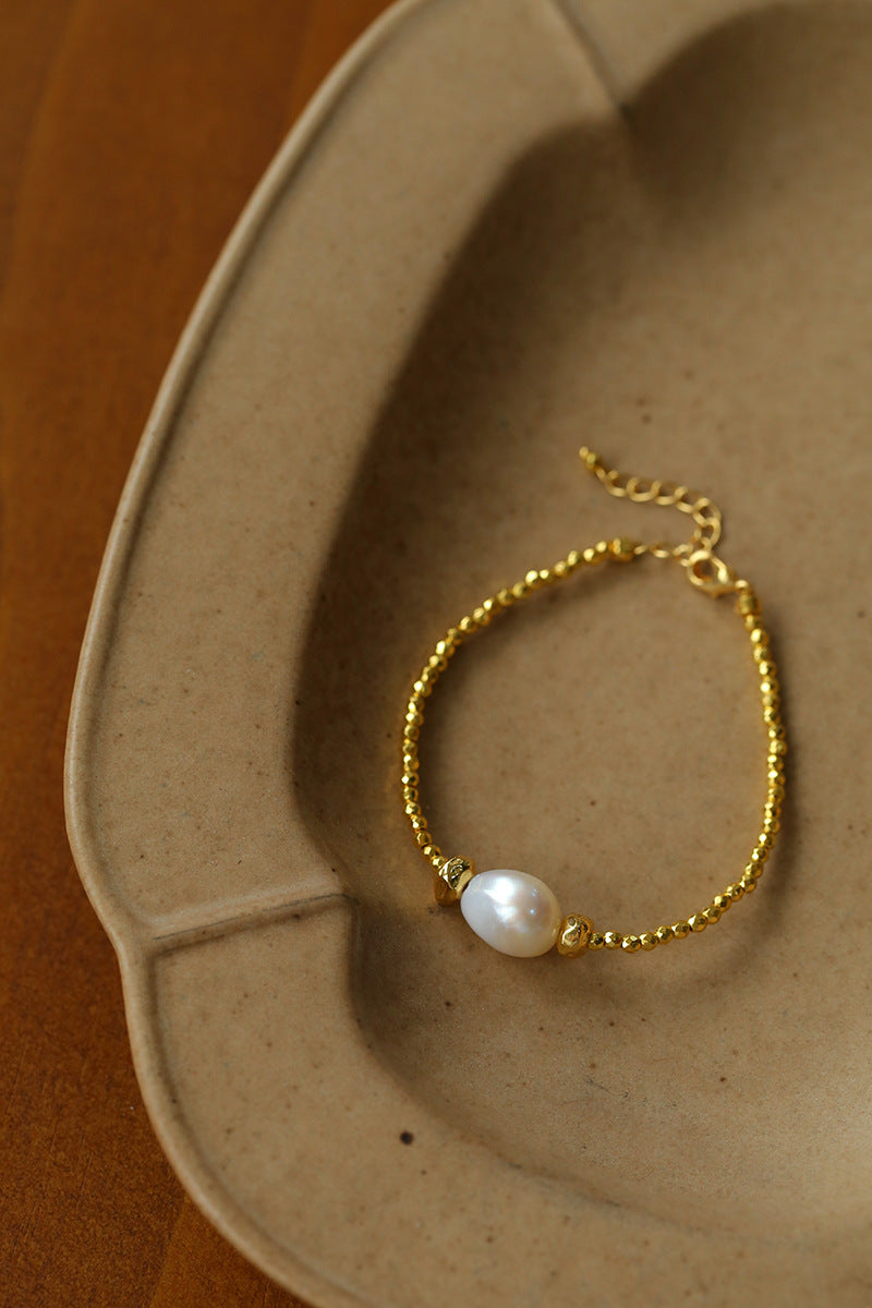 Baroque Pearl Golden Chain Bracelet