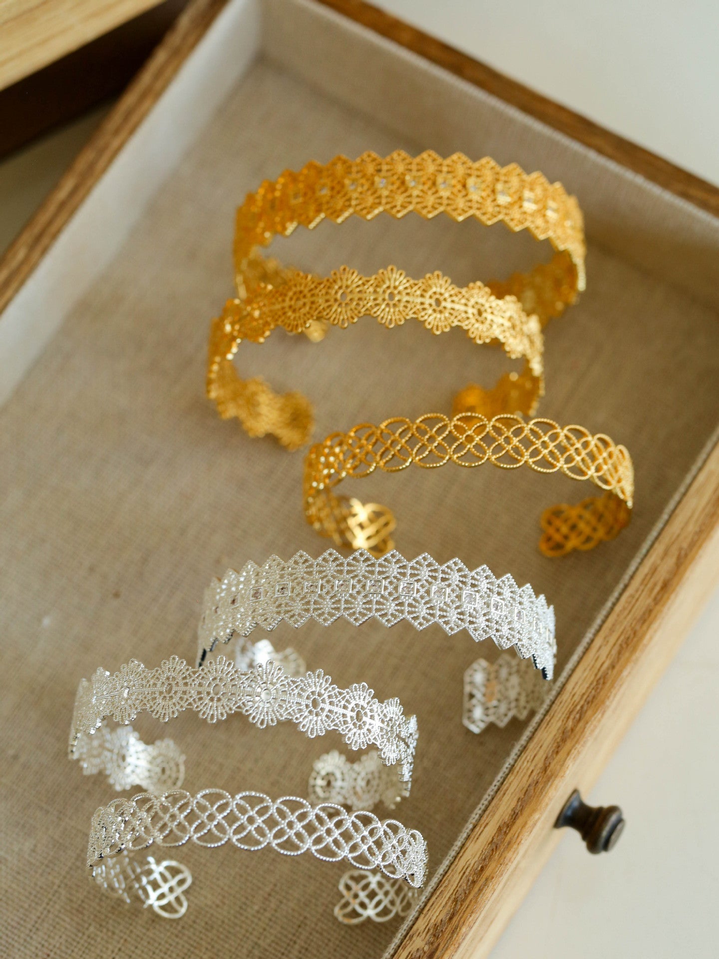 Lace Reverie Adjustable Bangle Cuffs Collection