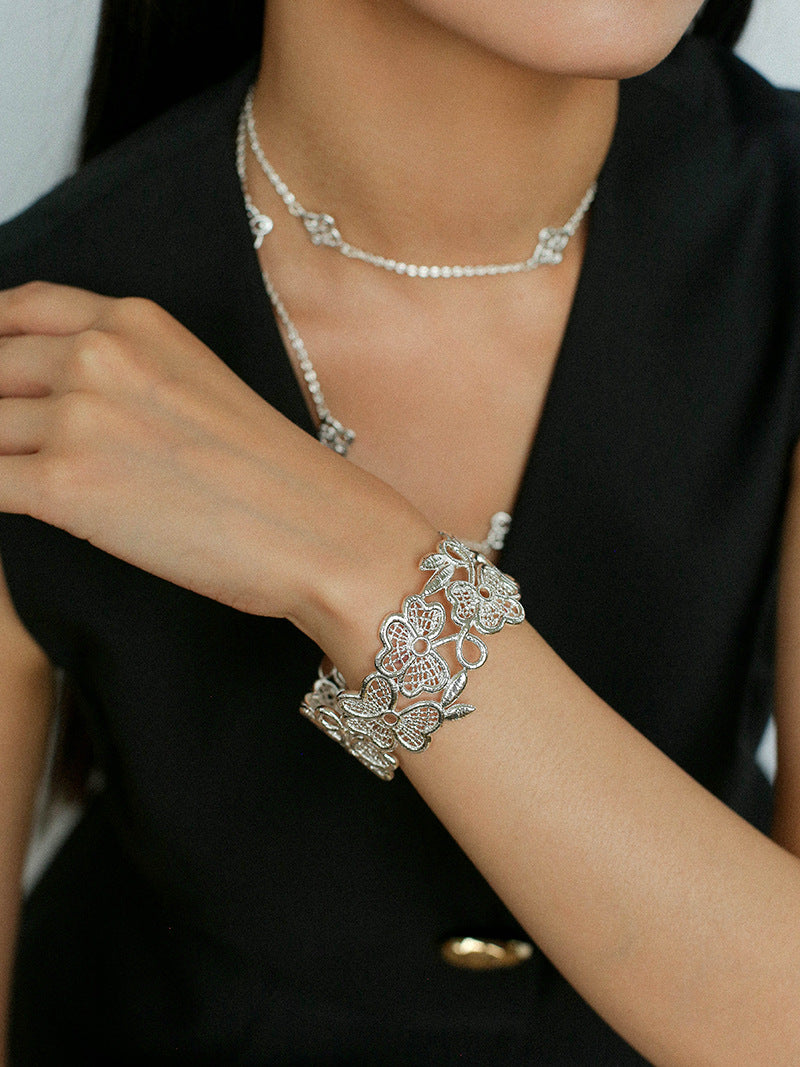Filigree Lace Pattern Bangle Cuff