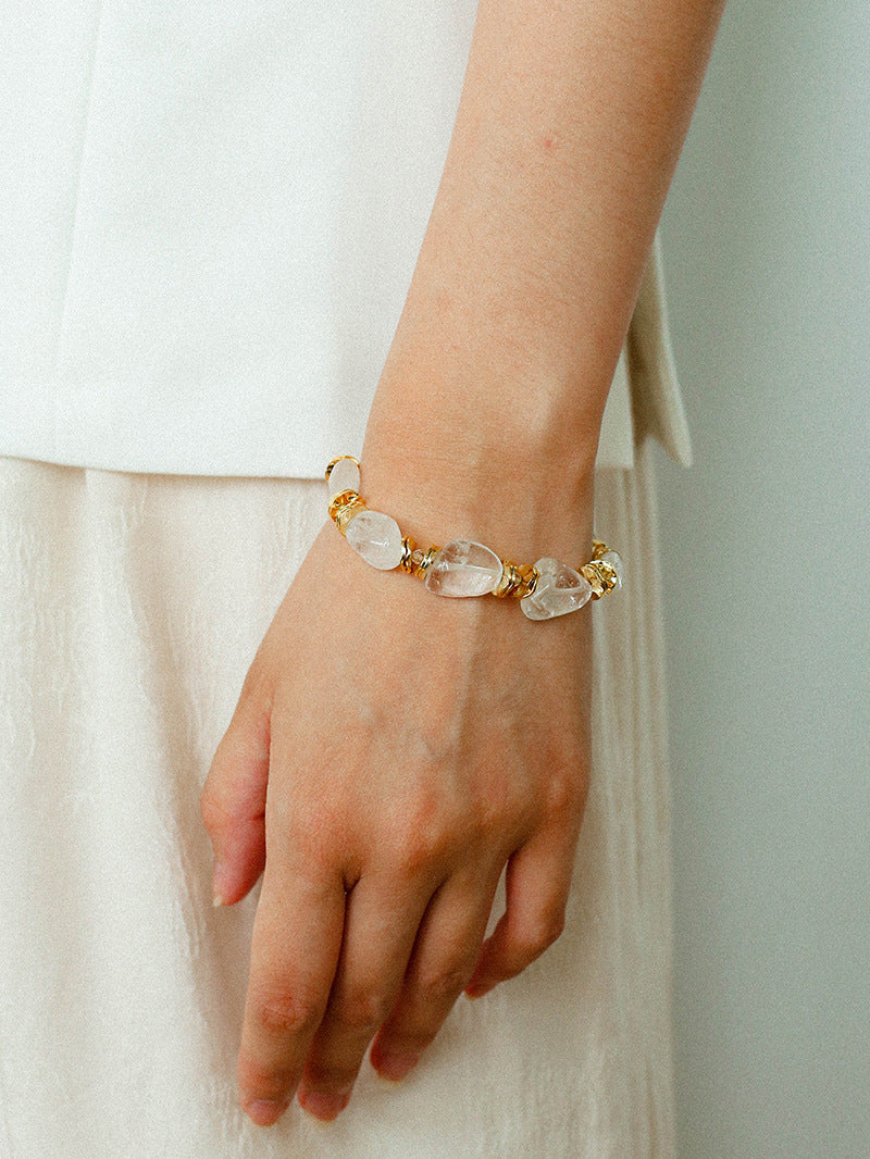 Raw Clarity Irregular Clear Quartz Strand Bracelet