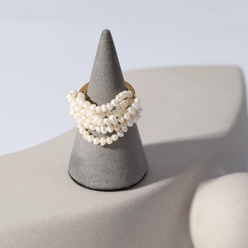 Woven Multi-Layer Seed Pearl Ring