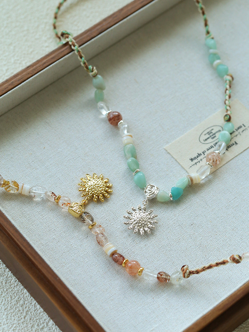 Sunstone Strands Woven Necklace