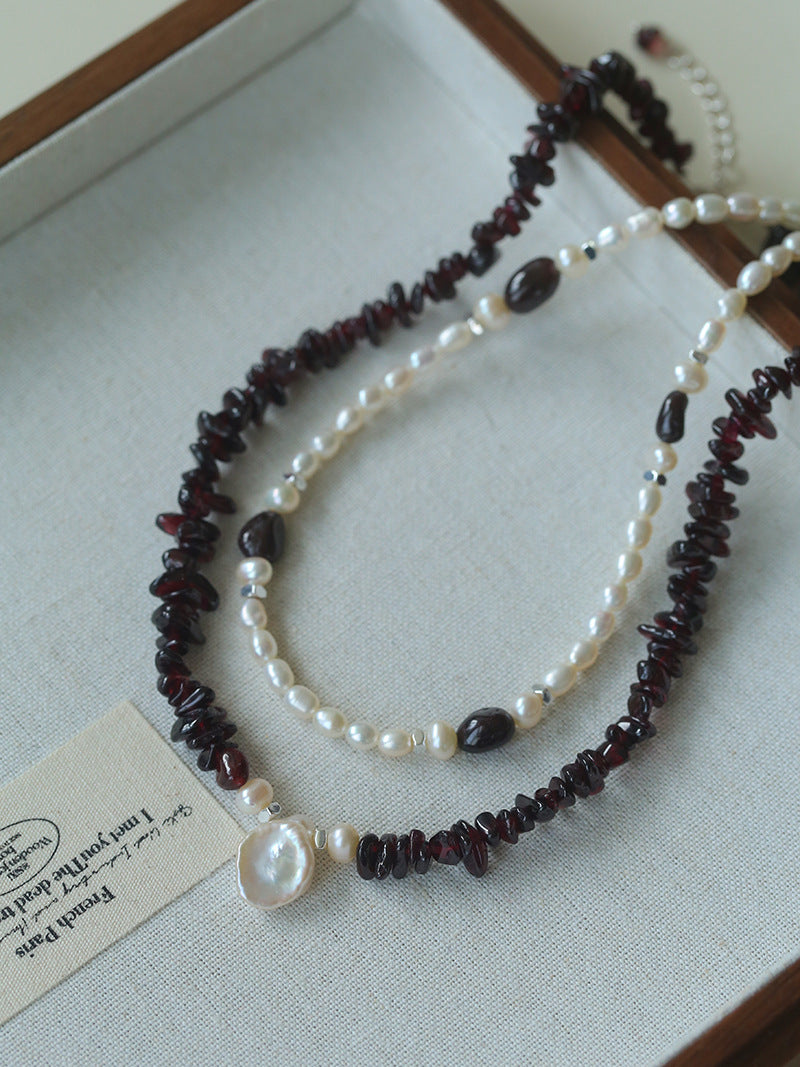 Garnet & Pearl Harmony Choker Necklace