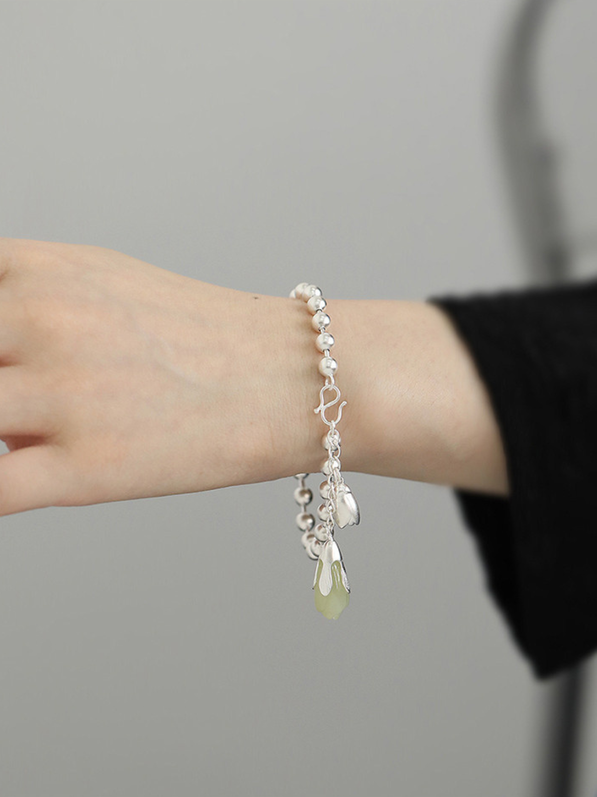 Jade Blossom Sterling Bracelet