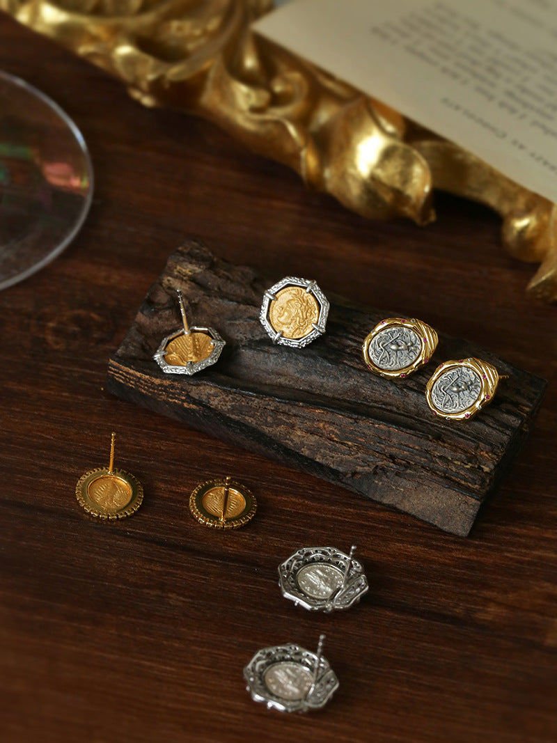 Ancient Greek Vintage Coin Earrings