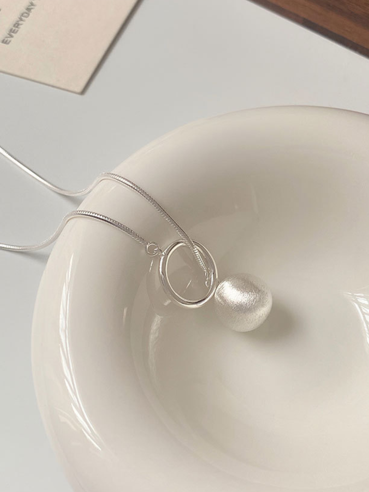 Brushed Silver Orb Y-Necklace