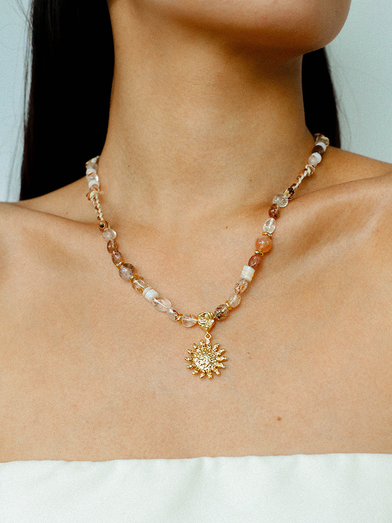 Sunstone Strands Woven Necklace