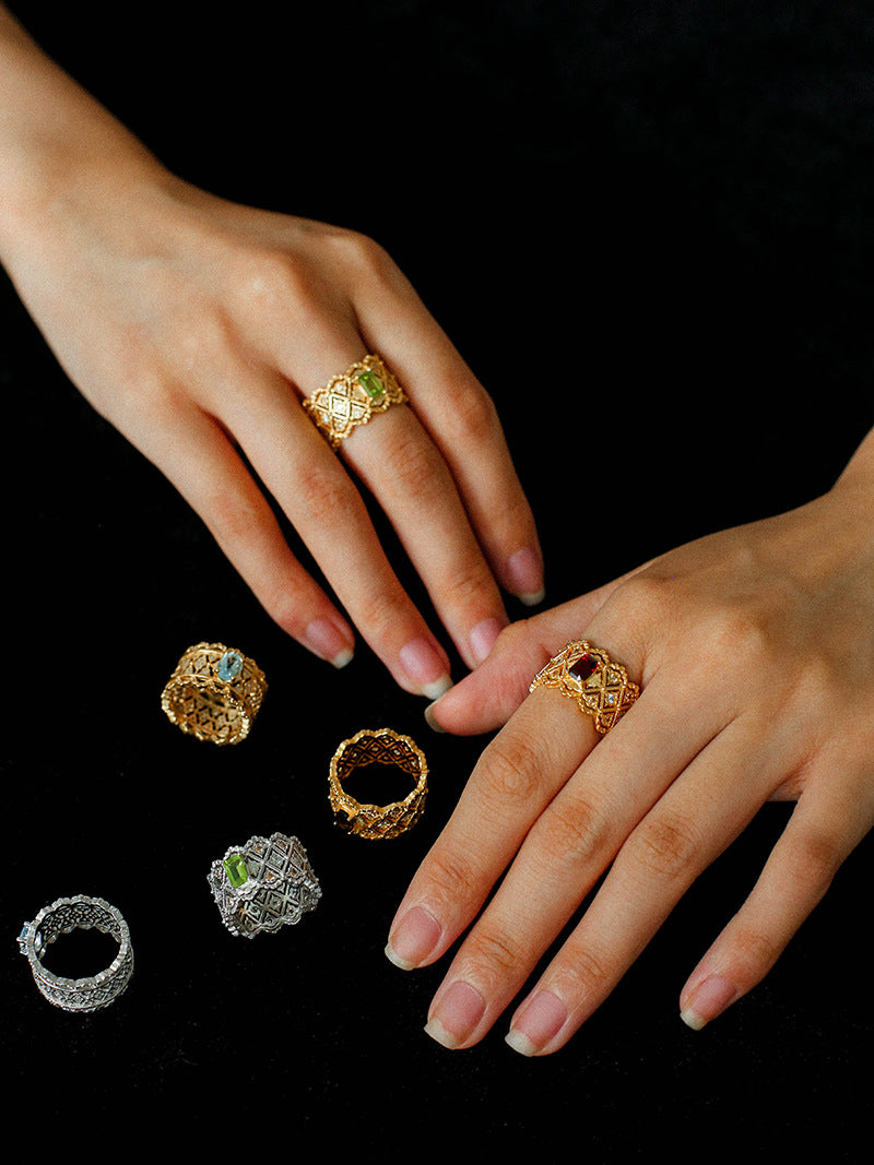Baroque Filigree Lace Wide Band Ring