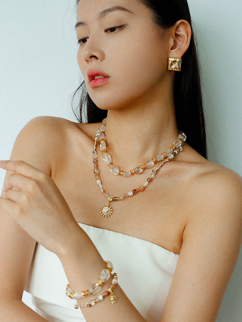 Raw Clarity Irregular Clear Quartz Beaded Necklace