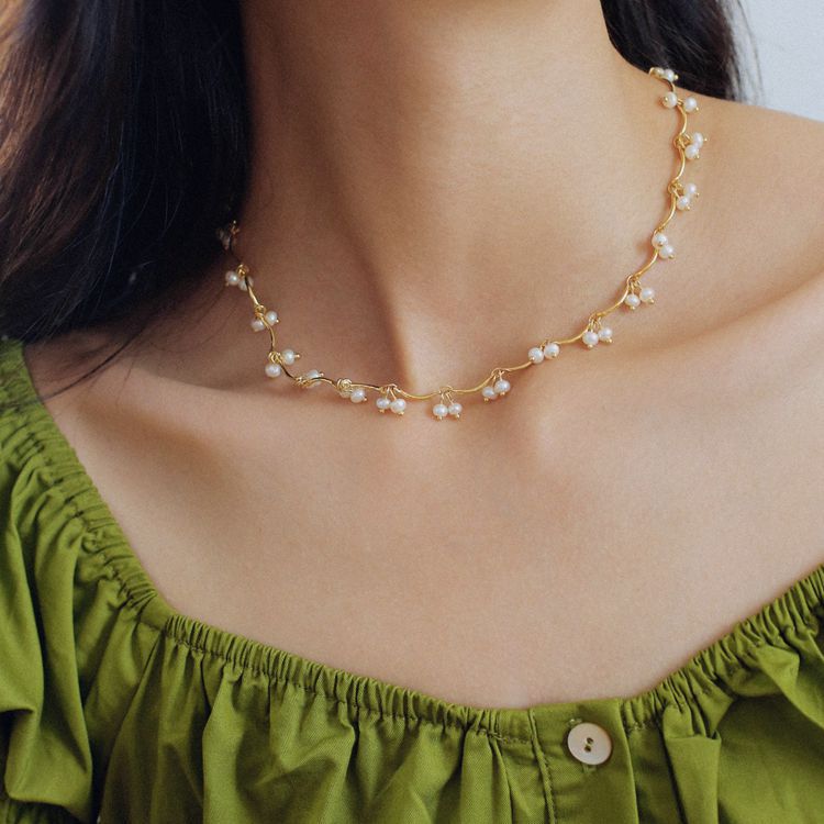 Multiple Cherry Pearl Charm Necklace