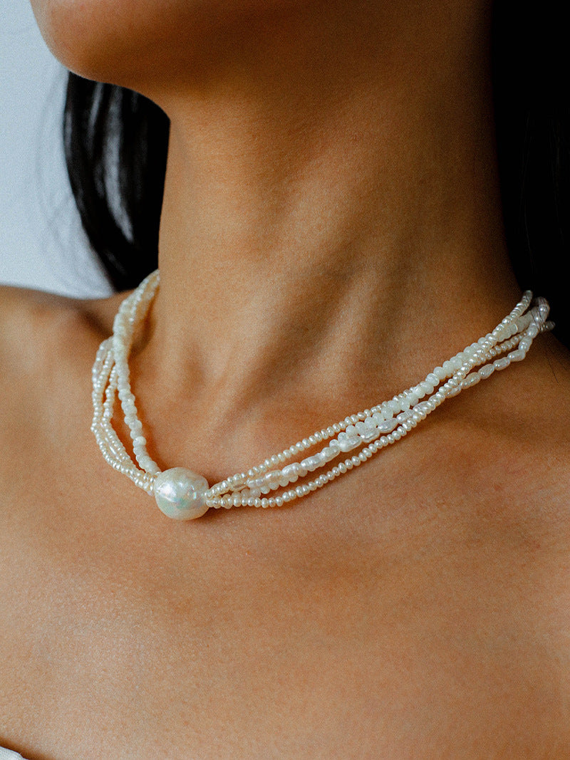 Baroque Charm Multi Strand Pearl Necklace