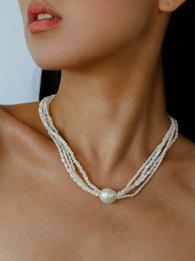 Baroque Charm Multi Strand Pearl Necklace