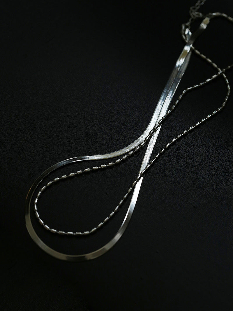 925 Silver Double Layer Snake Chain Necklace