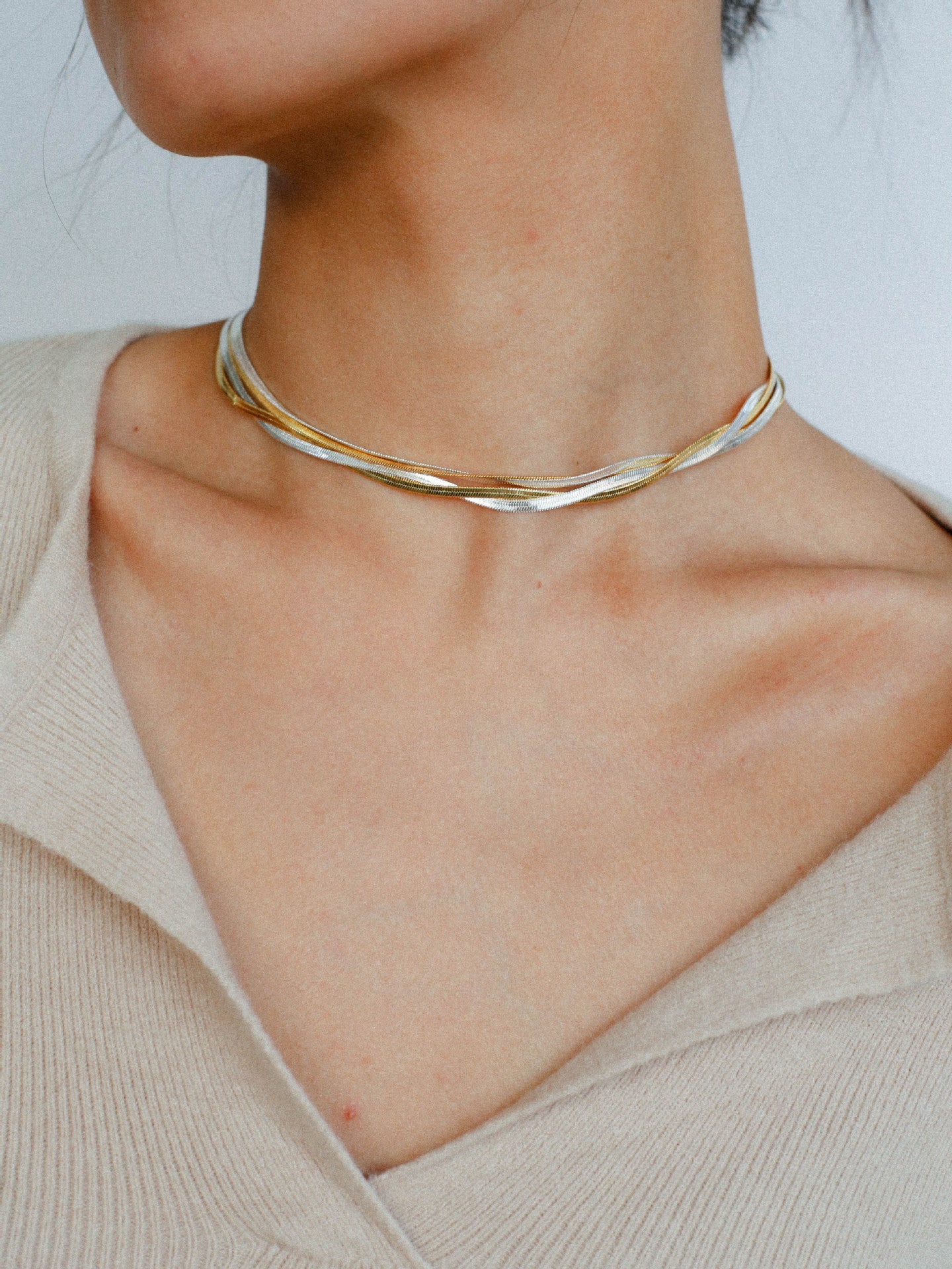 Gold & Silver Double Snake Chain Necklace