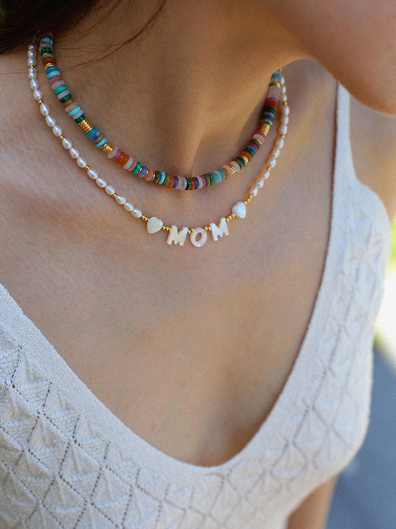 Custom Pearl Bead Letter Charm Necklace