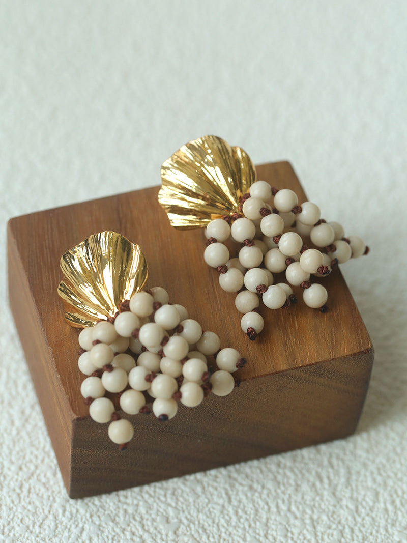 Shell Beaded Tassel Earrings
