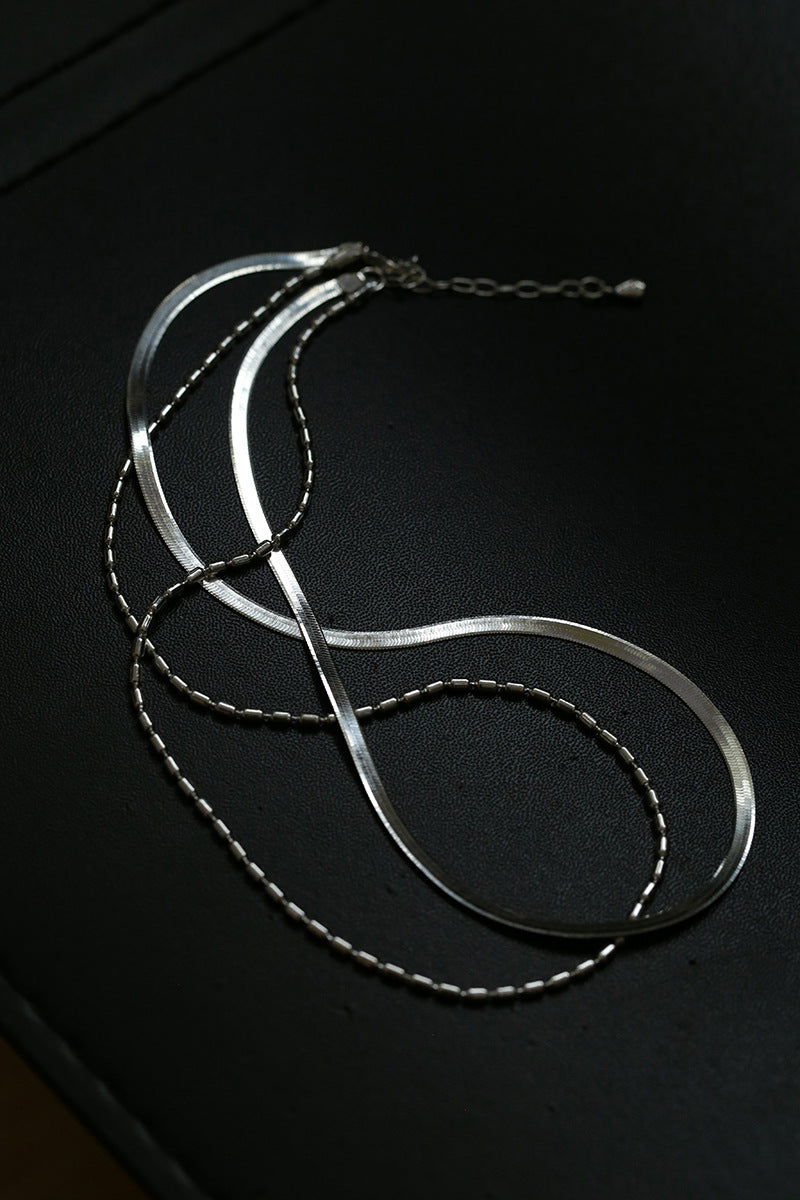 925 Silver Double Layer Snake Chain Necklace