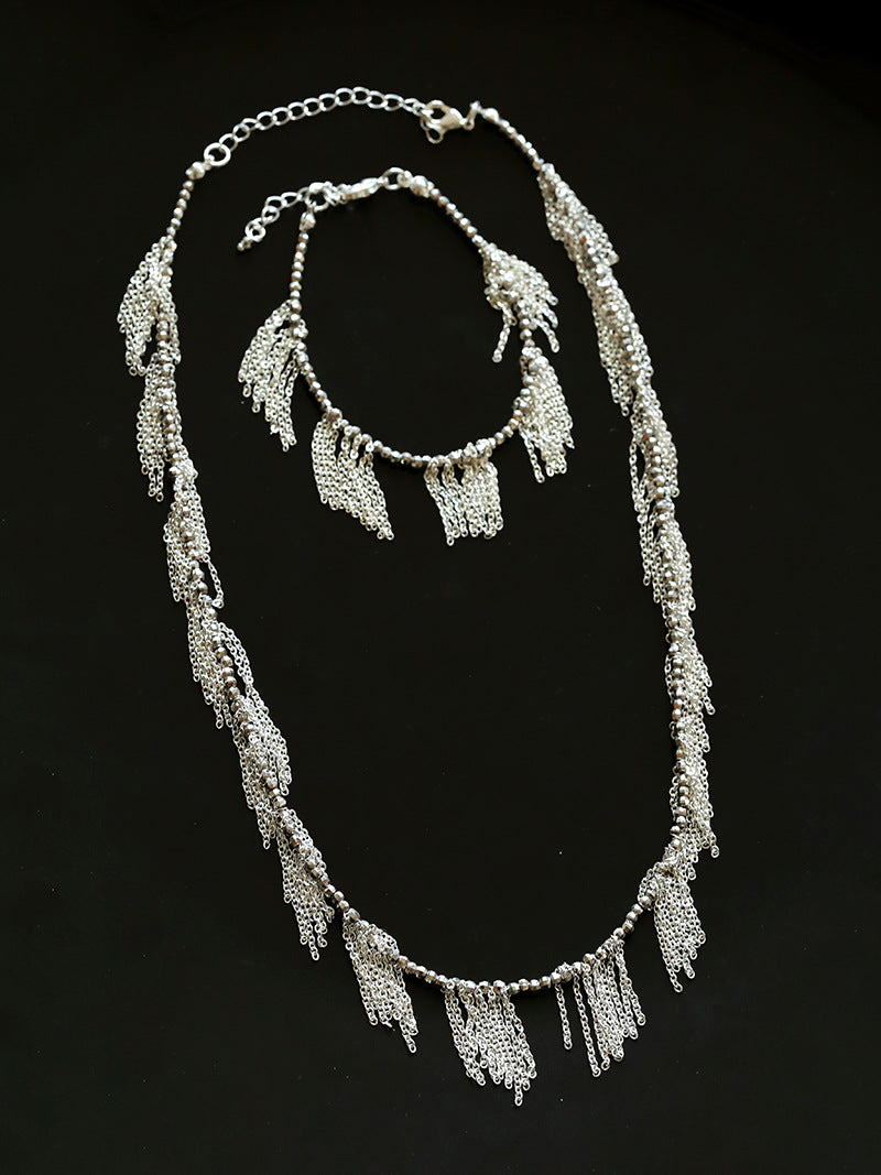 Silver Tassel Chain Bracelet