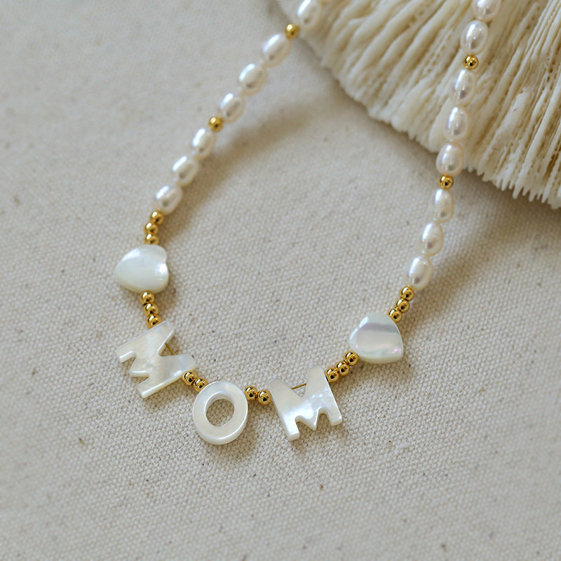 Custom Pearl Bead Letter Charm Necklace