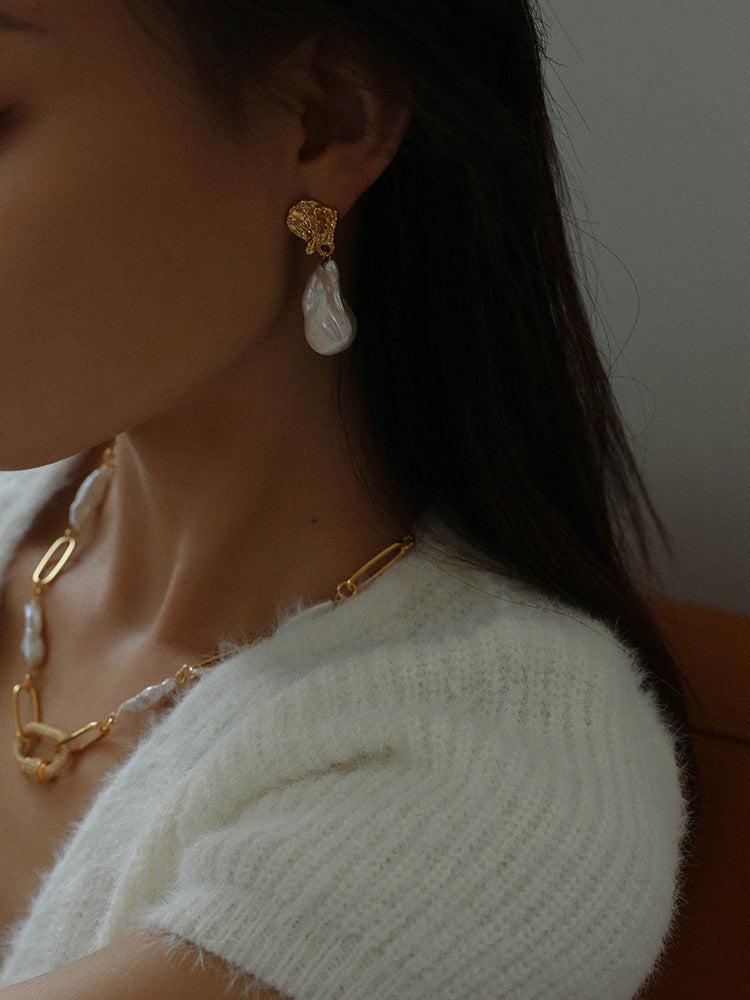 Molten Glow Baroque Pearl Earrings