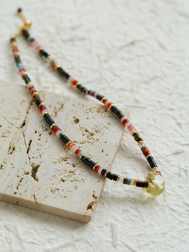 Golden Citrine Beaded Necklace  Description: