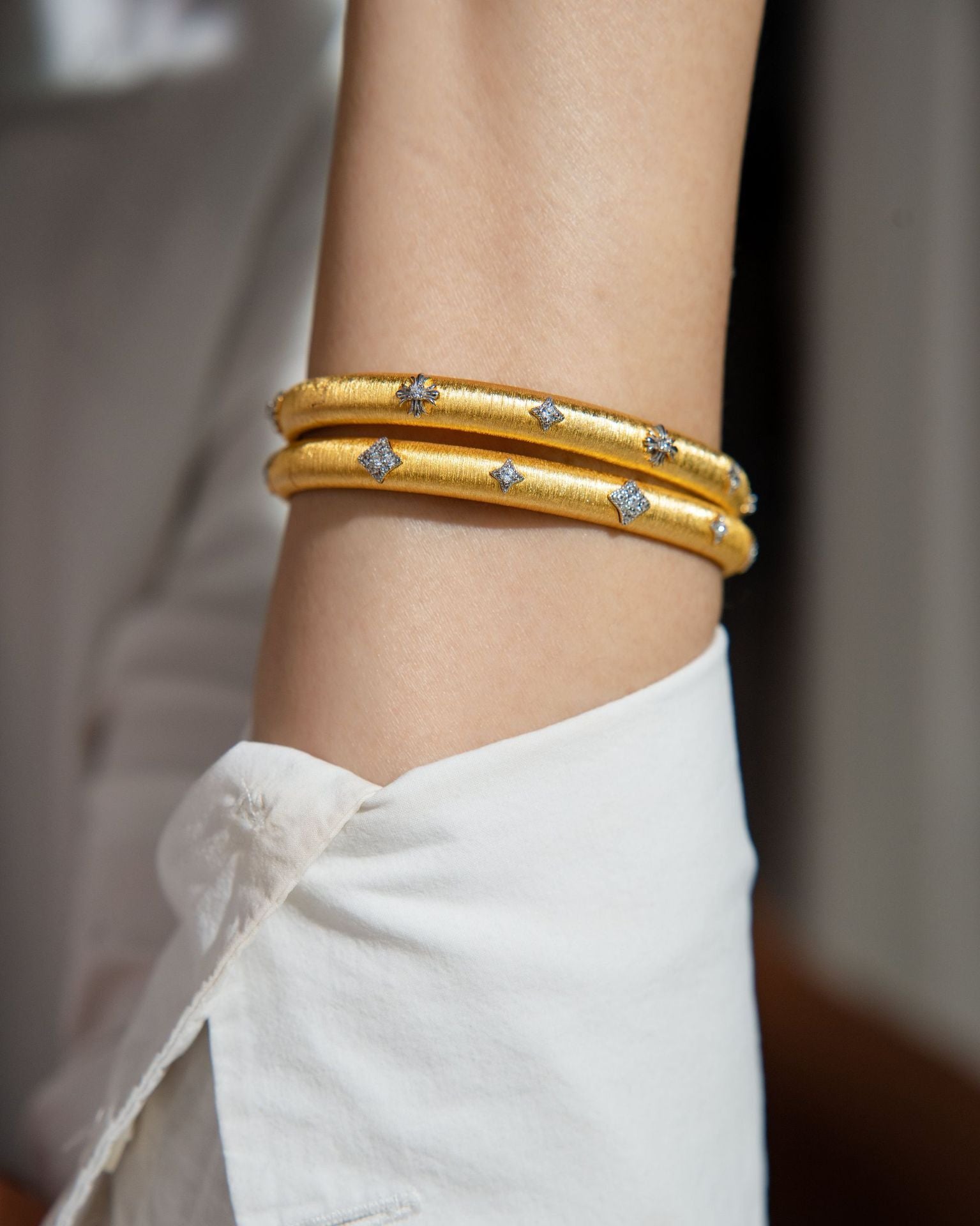 Celestial Grace Matte Gold Bangle