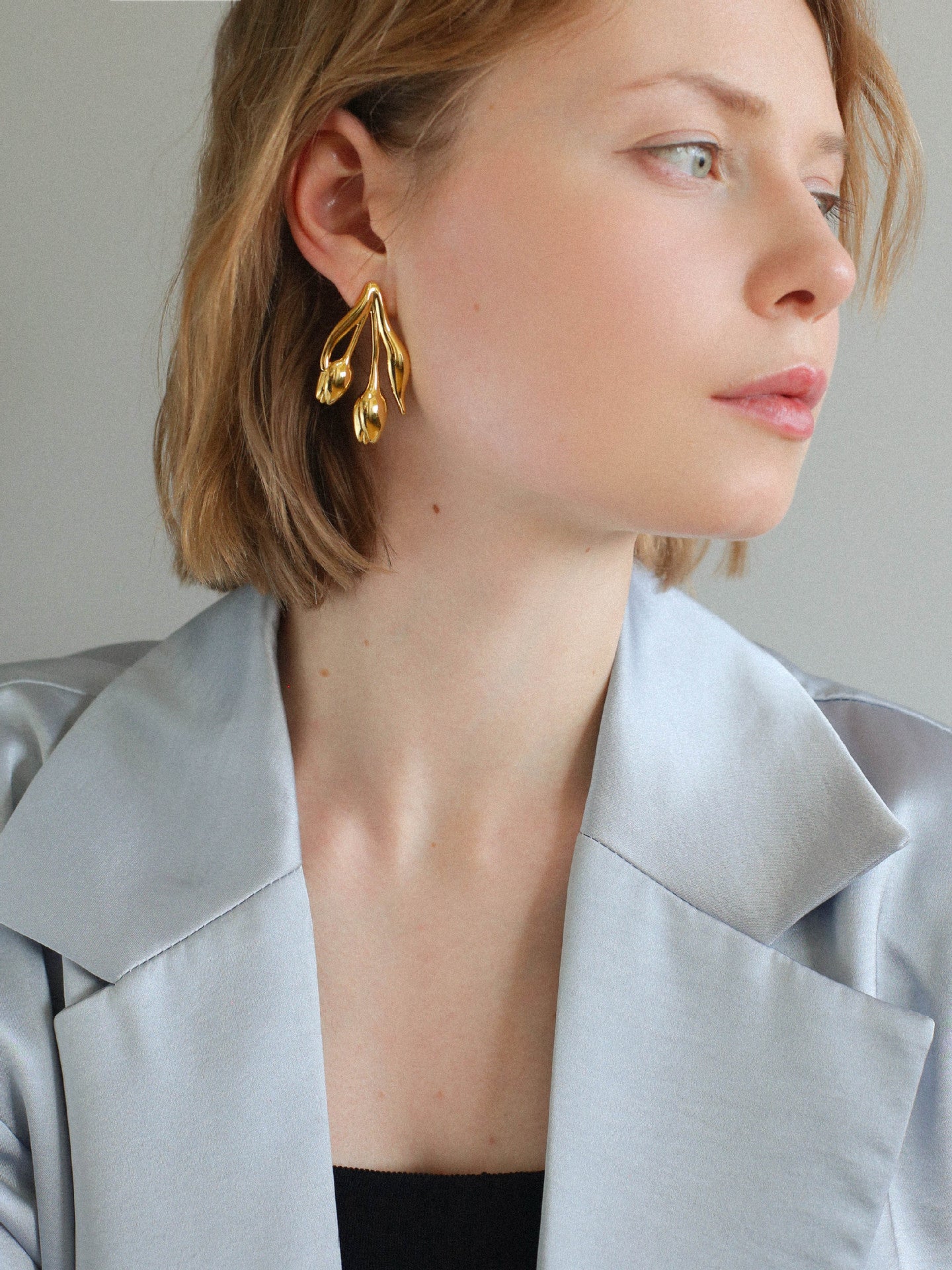 Tulip Grace Metal Flower Earrings