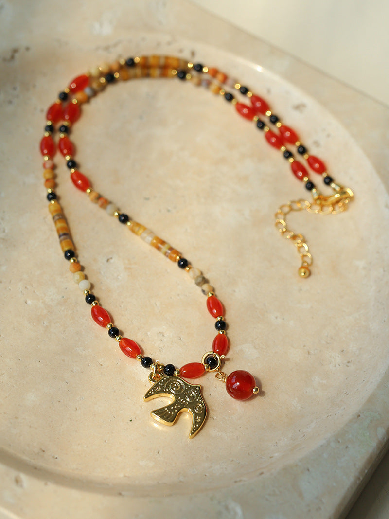 Gold Dove & Agate Necklace