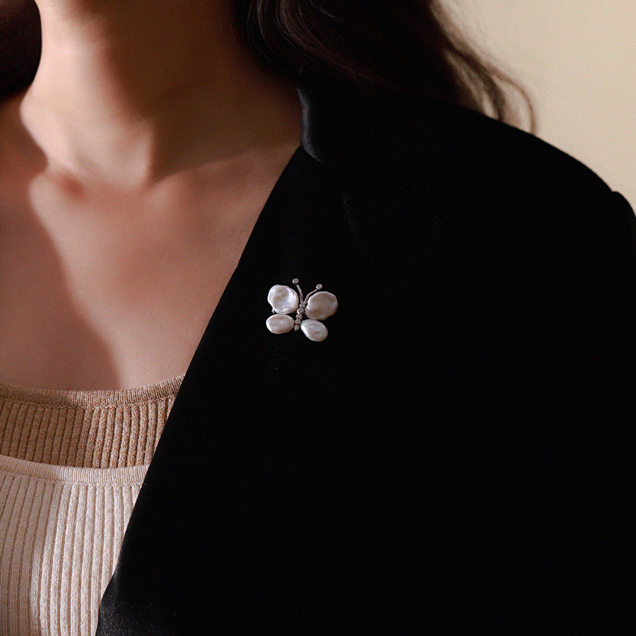 Baroque Pearl Butterfly Brooch
