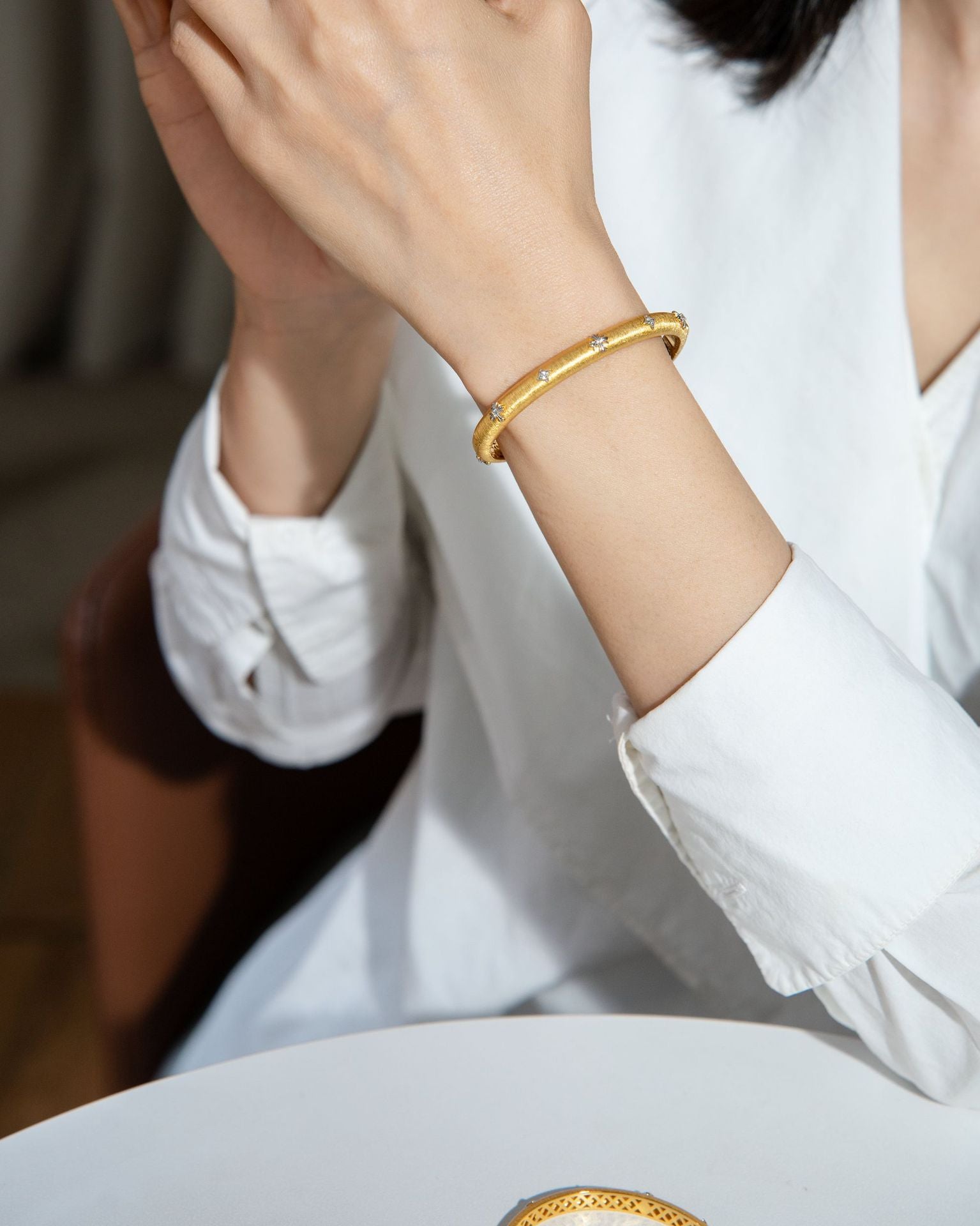 Celestial Grace Matte Gold Bangle