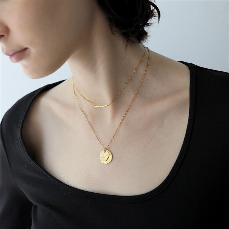 Metallic Coin Silver Pendant Necklace