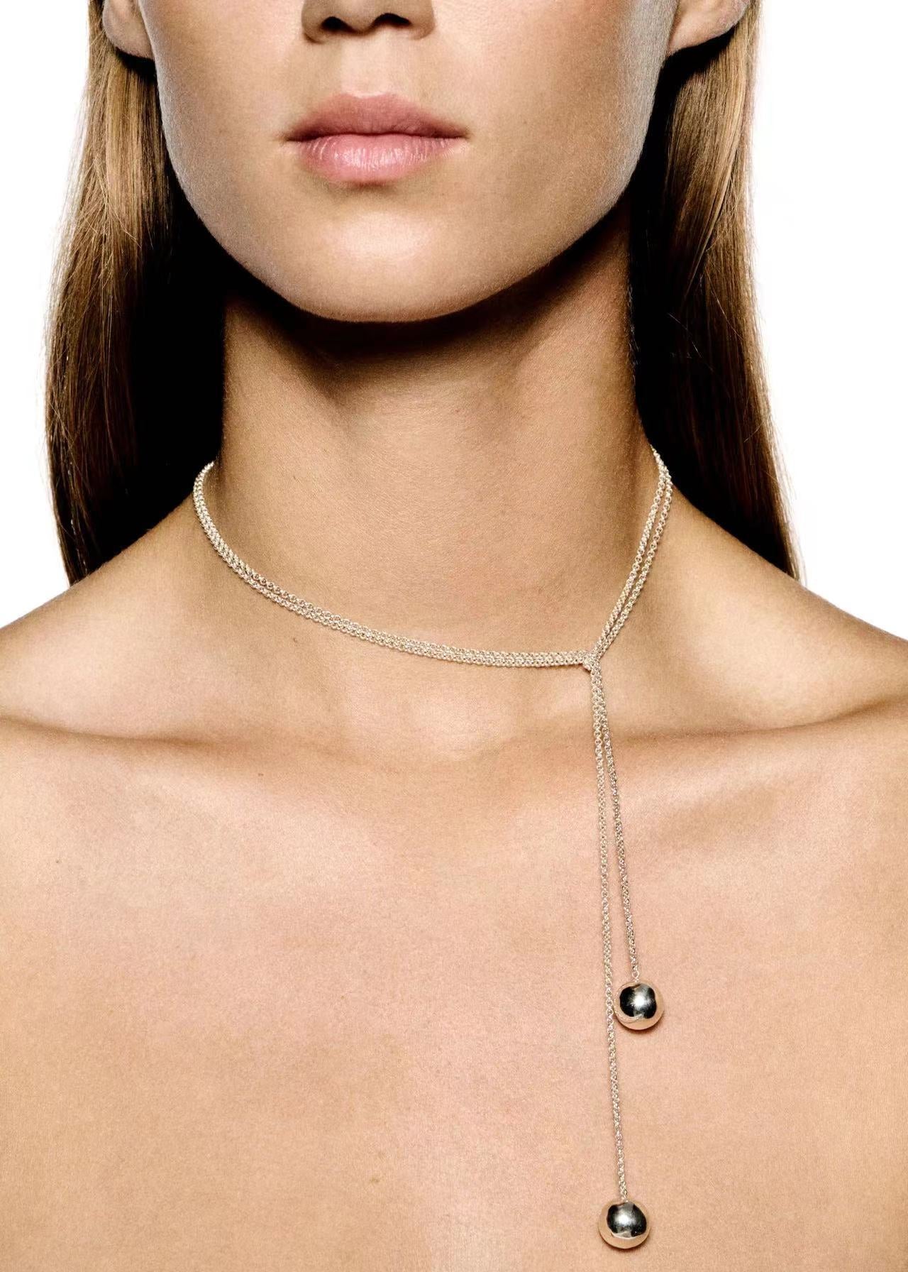 Sphere Drop Long Chain Necklace