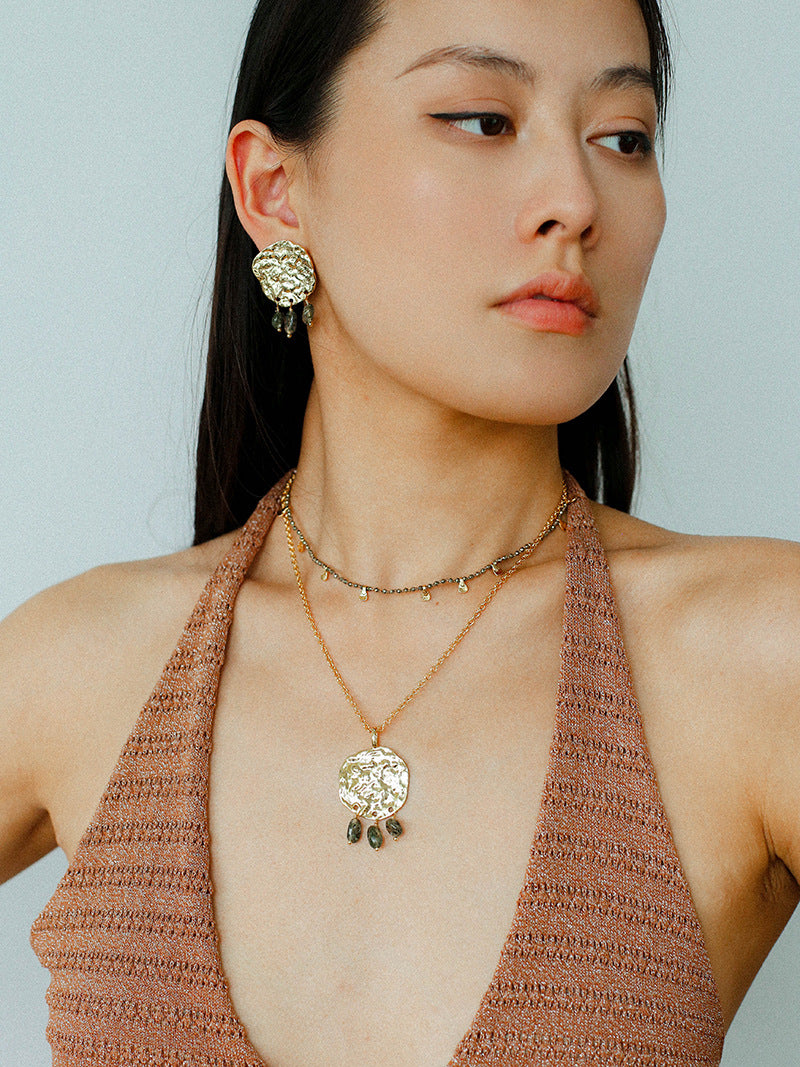 Aurora Lava Gem Tassel Earrings