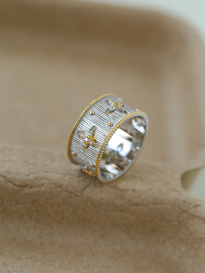 925 Silver Carved Cross Band Ring