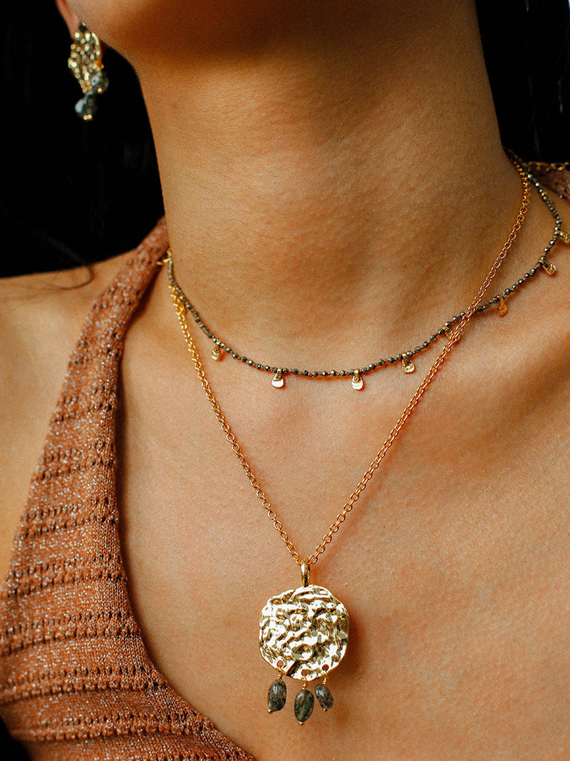 Aurora Lava Gem Tassel Pendant Necklace