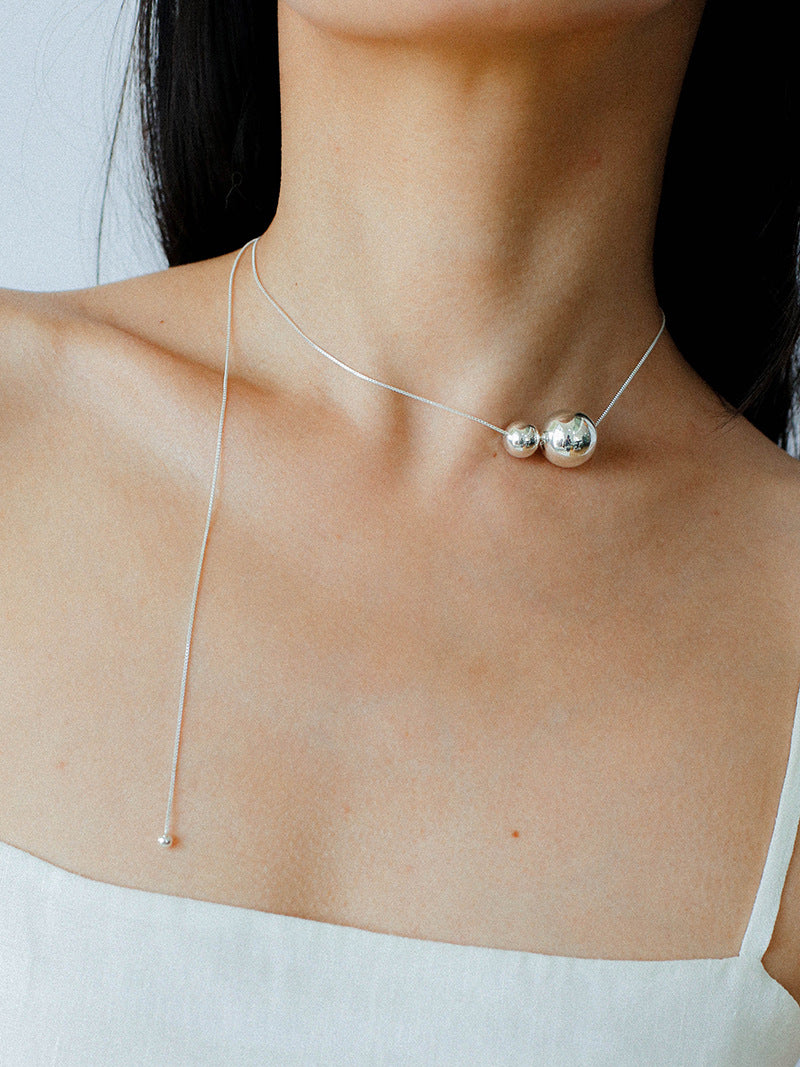 Minimalist Sterling Silver Ball Pendant Necklace