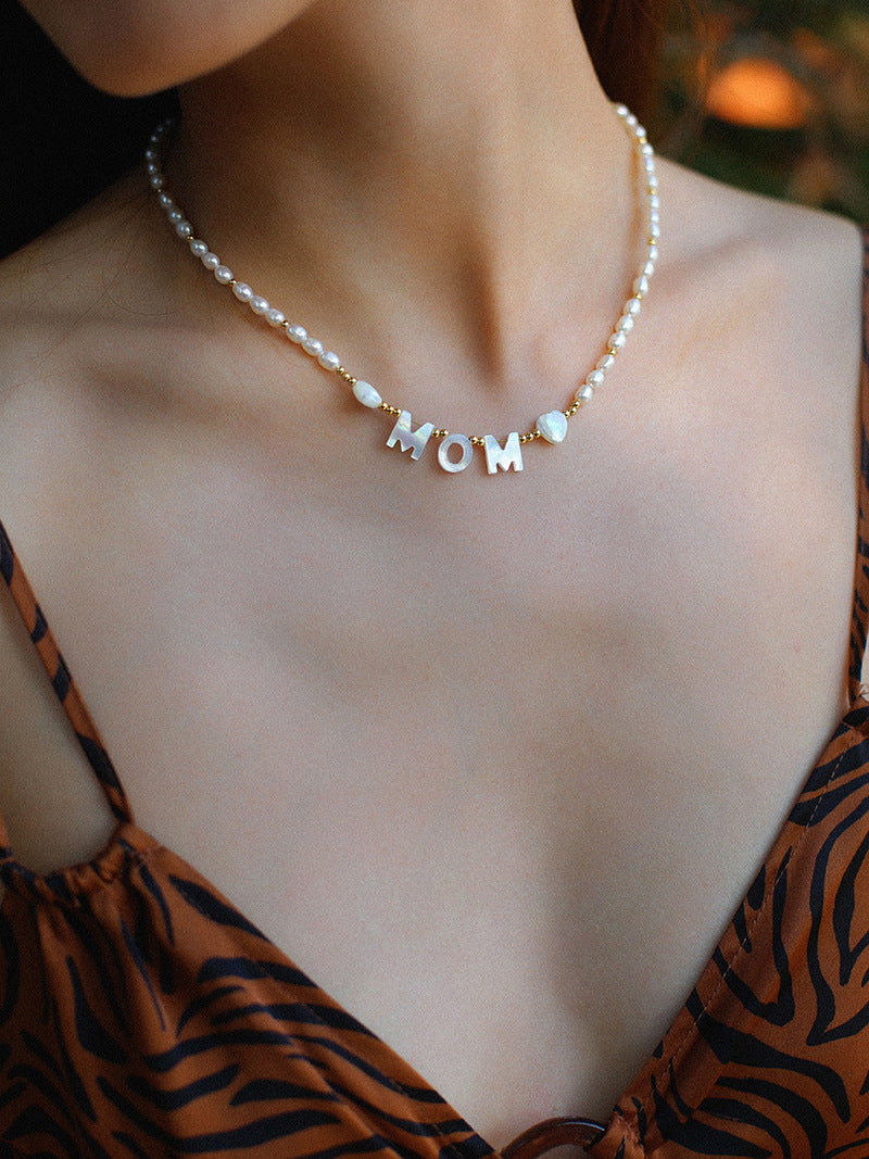 Custom Pearl Bead Letter Charm Necklace