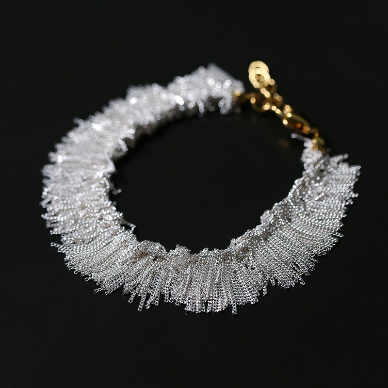 Milky Way 925 Silver Woven Tassel Bracelet