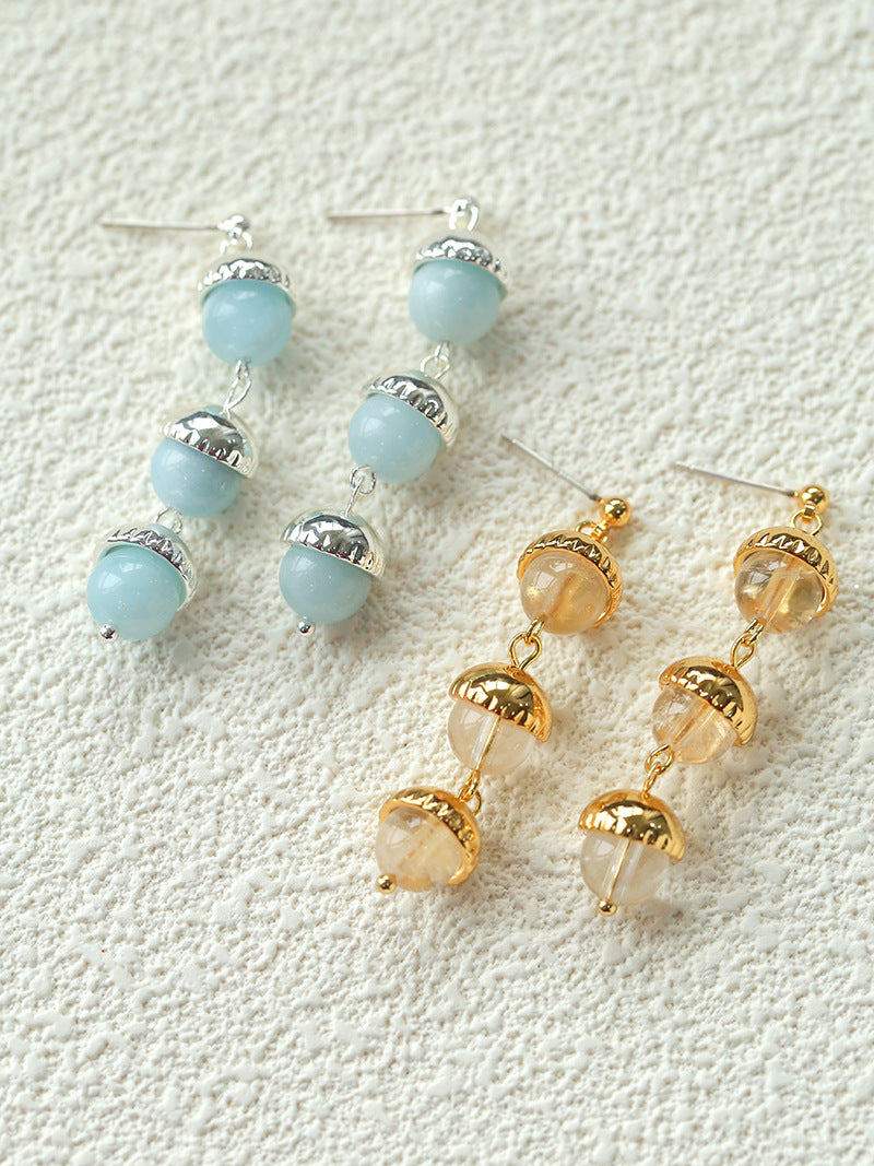 Acorn Drop Gemstone Earrings