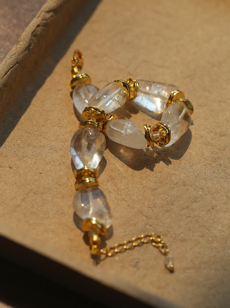 Raw Clarity Irregular Clear Quartz Strand Bracelet